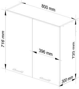 Horná kuchynská skrinka Ozara W80 H720 (biela + metalický lesk). Vlastná spoľahlivá doprava až k Vám domov. 1071207