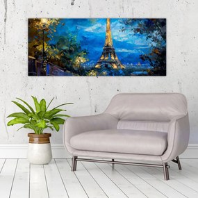 Obraz - Olejomaľba Eiffelovej veže (120x50 cm)