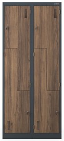 Kovová skriňa JULIA, 800 x 1850 x 450 mm, Eco Design: antracitový/ orech