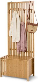 Šatníková stena s lavičkou v lamelovom vzhľade