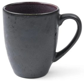 Čierny kameninový hrnček s uškom s vnútornou glazúrou vo fialovej farbe Bitz Mensa, 300 ml
