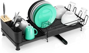 VILDE Odkvapkávač na riad VILDE, nastaviteľná šírka, 48-70 x 32 x 18 cm, čierny