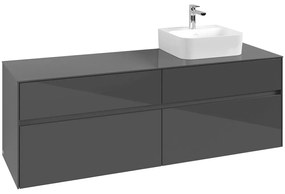 VILLEROY &amp; BOCH Collaro závesná skrinka pod umývadlo na dosku (umývadlo vpravo), 4 zásuvky, 1600 x 500 x 548 mm, Glossy Grey, C10600FP