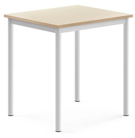 Stôl SONITUS, 700x600x720 mm, HPL - breza, biela