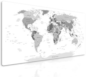 Obraz klasická mapa v čiernobielom prevedení