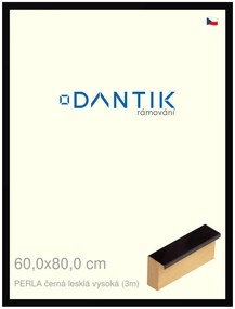 DANTIK rám na obraz 60x80 | PERLA černá lesklá vysoká (Plexi Čiré)