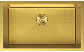 Mexen Trixo, 1-komorový nerezový drez 750 x 440 mm, brúsená zlatá, vzor voština, 6415751000-55HC