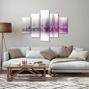 Obraz - Panoráma mesta, ružovo-šedé (150x105 cm)
