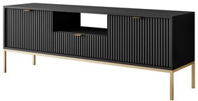 TV stolík CORA čierna matná + zlatá podnož