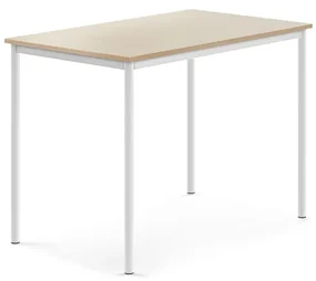 Stôl BORÅS, 1200x800x900 mm, laminát - breza, biela