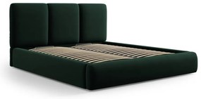 Tmavozelená zamatová čalúnená dvojlôžková posteľ s úložným priestorom s roštom 140x200 cm Brody – Mazzini Beds