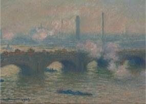 Sklenený obraz - Claude Monet, Waterloo Bridge, Gray Day, reprodukcia (70x50 cm)
