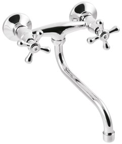 Invena Roma, umývadlová-drezová batéria s predĺženou výlevkou 200mm v type S, chrómová, INV-BC-21-00S-L