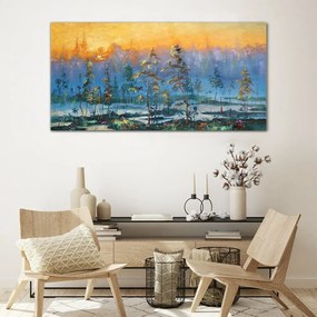 Skleneny obraz Maľovanie lesa slnko