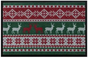 Sviatočná premium rohožka - červeno-zelený vianočný motív (Vyberte veľkosť: 75*50 cm)