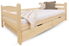 DL Detská drevená posteľ so zábranou 90x200 Maurícius - borovica
