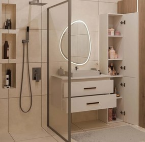 Závěsná skříňka pod umyvadlo s deskou NEL 2S 80 cm kašmírová