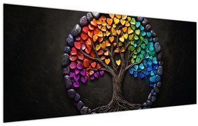 Obraz – Strom plný farebných sŕdc (120x50 cm)