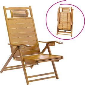 Záhradné polohovacie kreslo, prírodné, bambus, VARDON