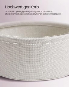 Okrúhly príručný stolík s látkovým košíkom, pastelovo ružový