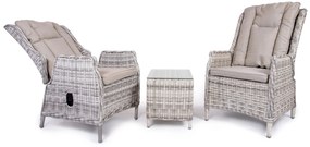 Balkónový nábytok KINGSMAN svetlo-sivý so svetlými poduškami