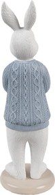 Dekorácia králičie chlapec v modrom svetri a košíkom kvetín - 9*8*24 cm
