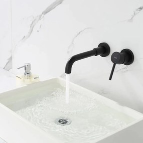 Rea Lungo Long, podomietková umývadlová/vaňová batéria + BOX, čierna matná, REA-B0371