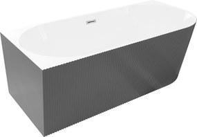 Mexen Silo voľne stojaca rohova vaňa 150x75cm biela/sivá, chróm prepad