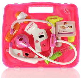 KIK Detský lekársky set v kufríku DOCTOR – hračka pre deti so svetlami a zvukmi, ružový