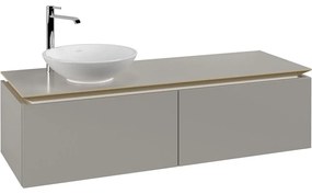 VILLEROY &amp; BOCH Legato závesná skrinka pod umývadlo na dosku (umývadlo vľavo), 2 zásuvky, 1400 x 500 x 380 mm, Soft Grey, B58700VK