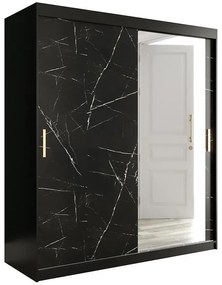 Skriňa Marmur T2 180 čierna/mramor čierna