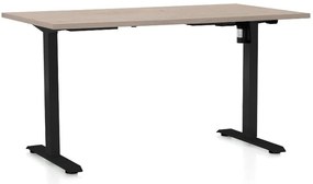 Výškovo nastaviteľný stôl OfficeTech A, 120 x 80 cm, čierna podnož, dub