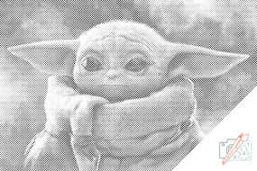 Gario Bodkovanie Baby Yoda Rozmery: 60 x 40 cm, Rámovanie: Iba zrolované plátno, Farba bodiek: Čierna