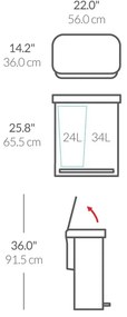 Simplehuman Pedálový odpadkový kôš na triedený odpad, 58 l, biela oceľ