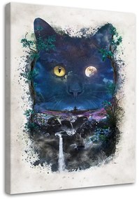 Gario Obraz na plátne Čierna mačka v noci - Barrett Biggers Rozmery: 40 x 60 cm