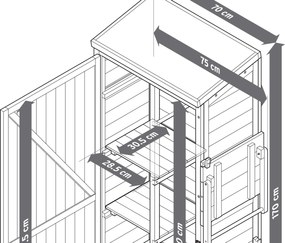 Veľká záhradná skriňa so sklopným regálom naboku