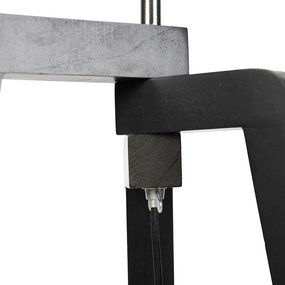 Stojacia lampa čierna trojnožka s hnedým a béžovým pruhovaným tienidlom 50 cm - Puros