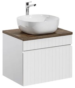 Závesná skrinka Iconic Smile s doskou a umývadlom 60 cm biela/dub santa fe vintage