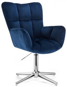 LuxuryForm DESIGN Otočné kreslo AURORA VELUR na striebornom kríži - modré