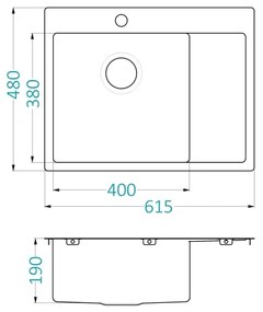 ALVEUS 1124383 - Kuchynský drez QUARTO 61,5x48 cm satén