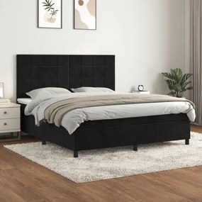 Posteľný rám boxspring s matracom čierny 180x200 cm zamat 3143039