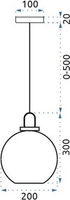 Toolight - Závesné svietidlo zo skla 1xE27 60W APP442-CP, zlatá, OSW-05633