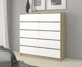 Komoda Kraft 10SZ (dub sonoma + biela). Vlastná spoľahlivá doprava až k Vám domov. 1117145