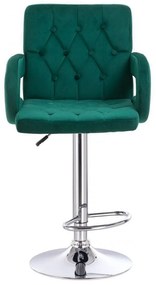 LuxuryForm DESIGN Barová stolička BOSTON VELUR na striebornom tanieri - zelená