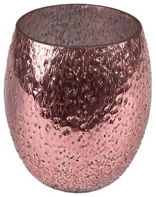 Ružový sklenený svietnik na čajovú sviečku - Ø 10*10 cm