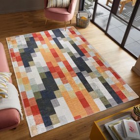 Oranžový/sivý prateľný koberec 80x150 cm Blocks of Fun – Vitaus