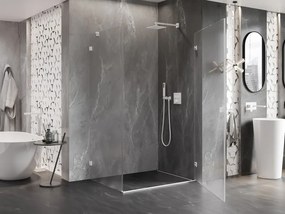 Mexen Lunar-B, pravostranný výklopný sprchový kút 80 x 70 cm, 8mm číre sklo, biely profil, 832-080-070-20-00-P