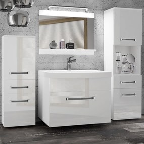 Kúpeľňový nábytok Belini Premium Full Version biely lesk + umývadlo + zrkadlo + LED osvetlenie Glamour 81