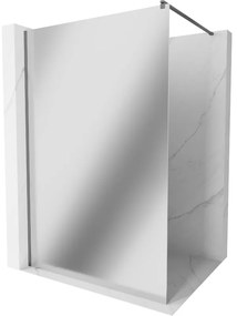 Mexen Kioto, sprchová zástena Walk-In 90 x 200 cm, 8mm sklo vzor zrkadlo, grafitový profil, 800-090-101-95-50