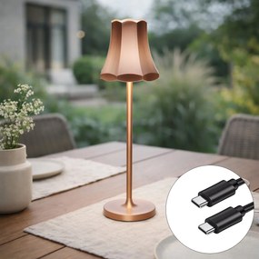 Retro stolná lampa medená nabíjateľná IP44 - Granny